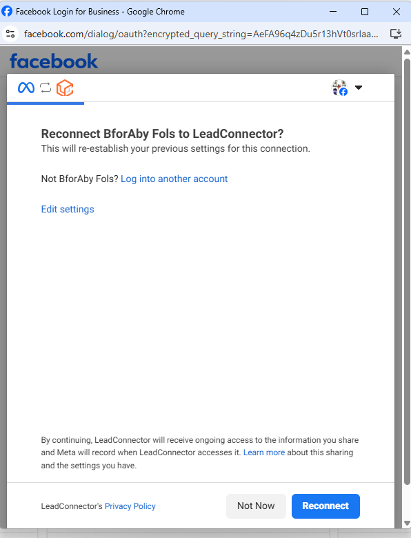 Connect your Facebook